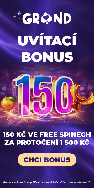 GrandWin casino: 150 Kč ve free spinech za registraci